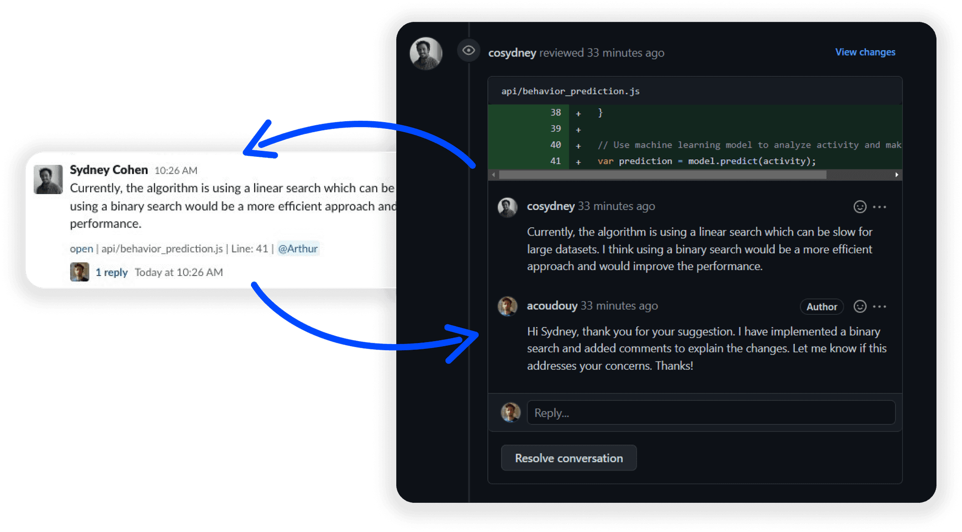 Axolo thread feature screenshot