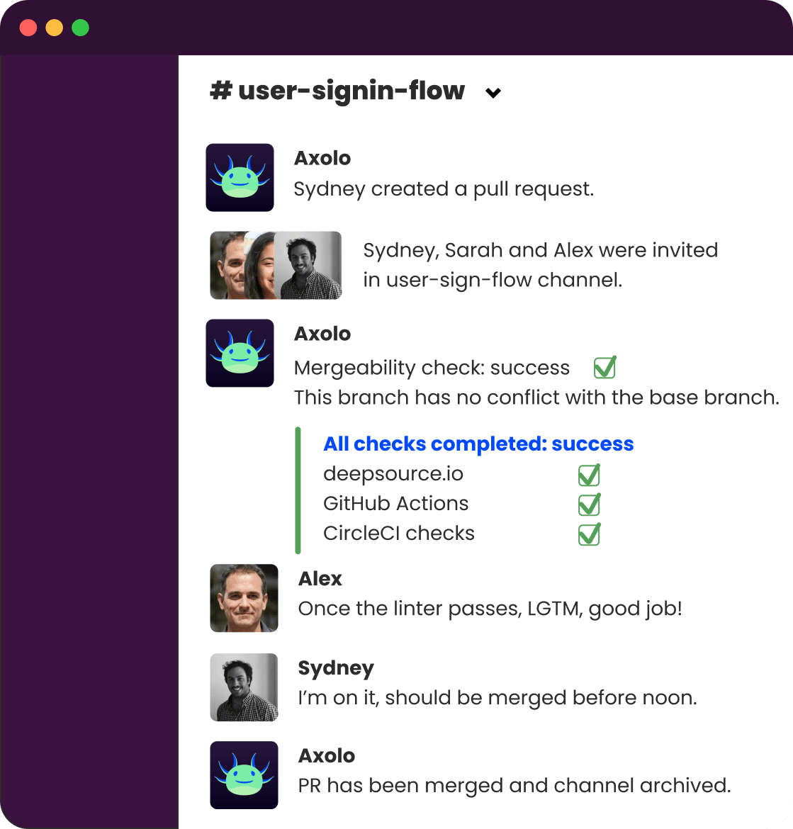 Axolo way of reviewing code in Slack