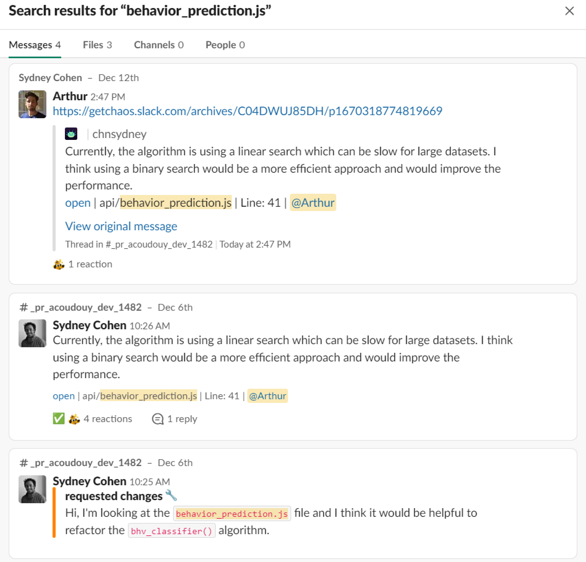 Search code comments in Slack