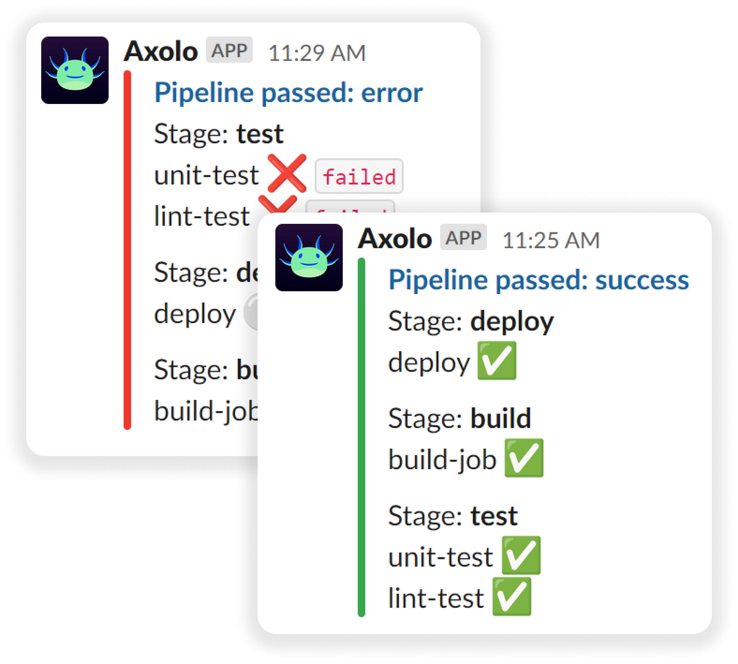 Axolo merge request pipeline notifications
