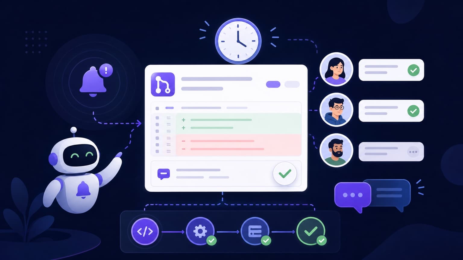 Automated pull request reminders for reviewers, CI status, and stale PR follow-up