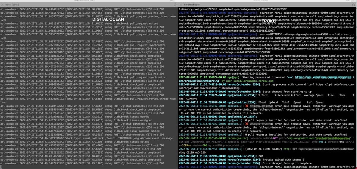 Logs Cli digital ocean vs Heroku