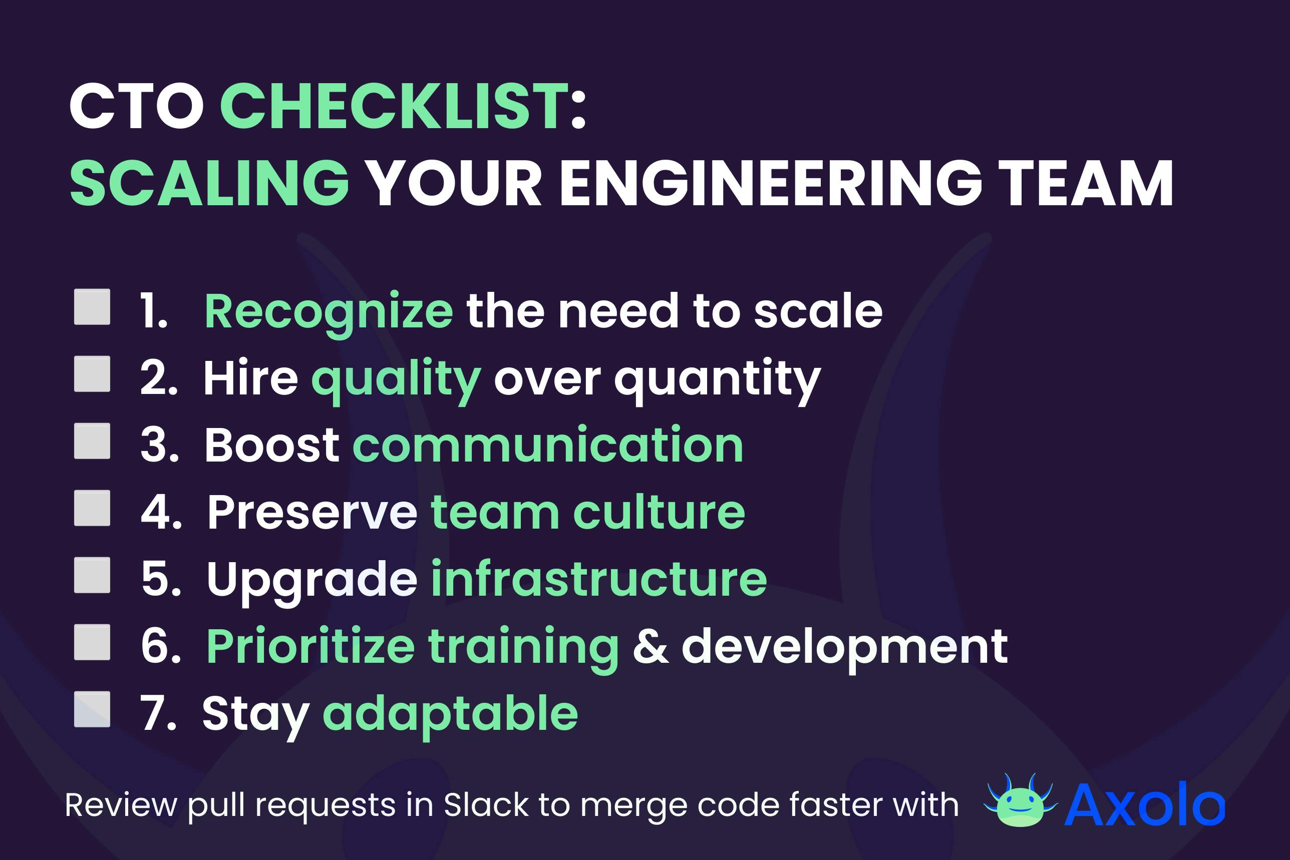CTO checklist to scale your engineering team