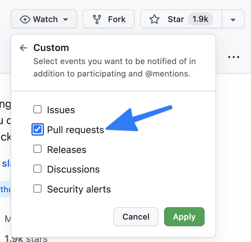 Custom notification pull requests step 2