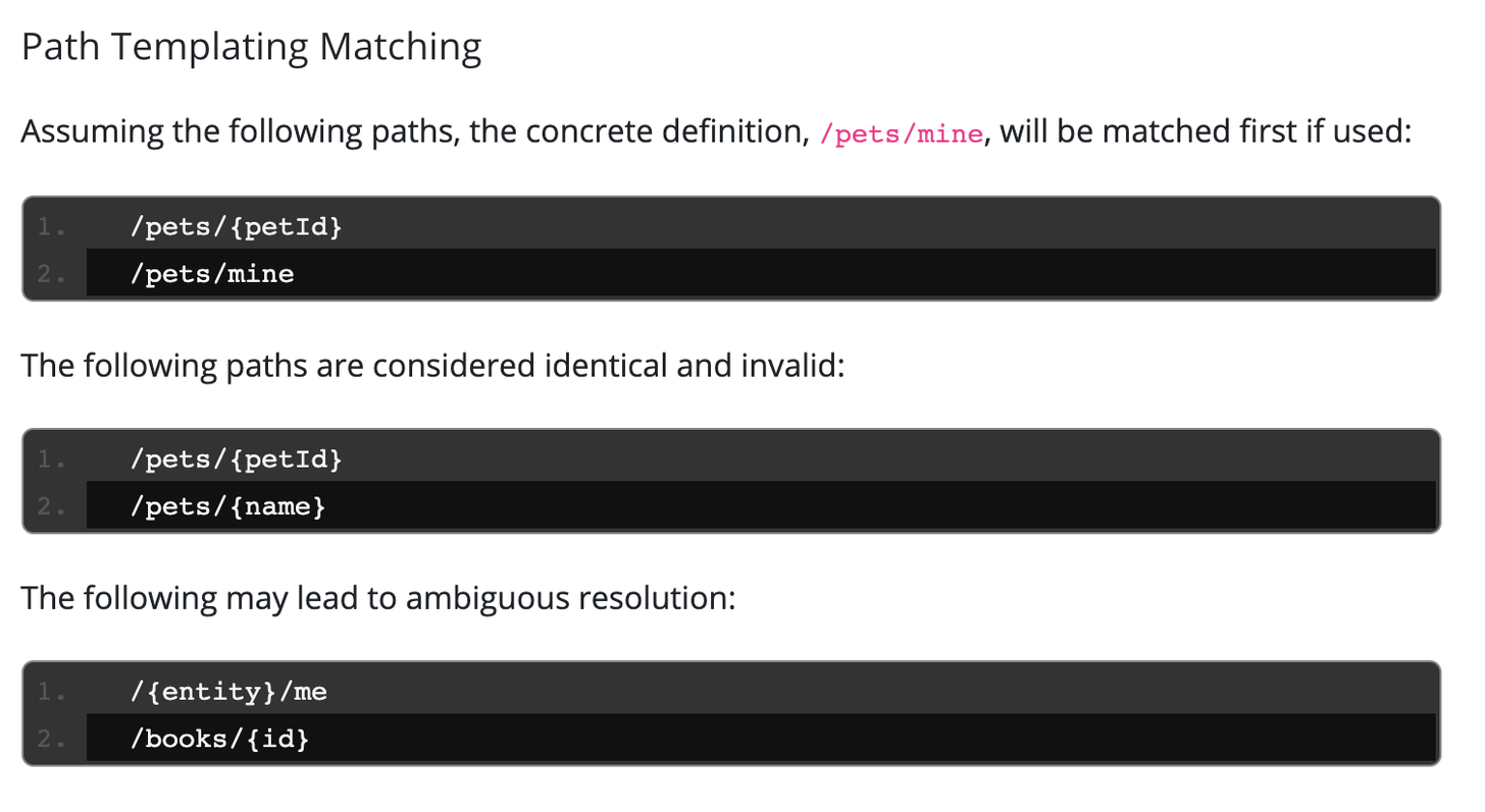 Capture d'écran des Spécifications OpenAPI par Swagger