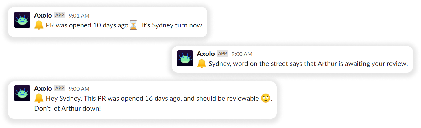 Axolo reminders for pull requests