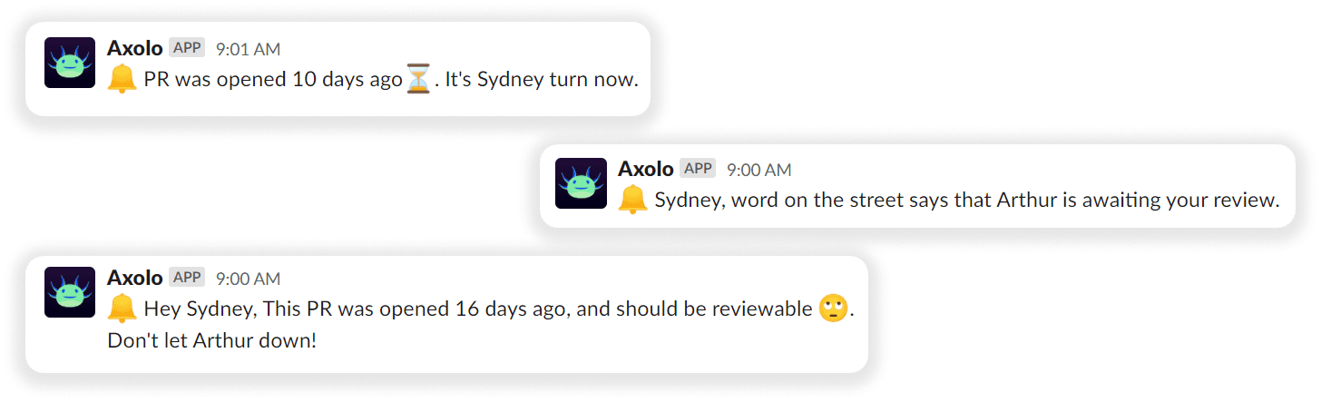 Axolo reminders for pull requests